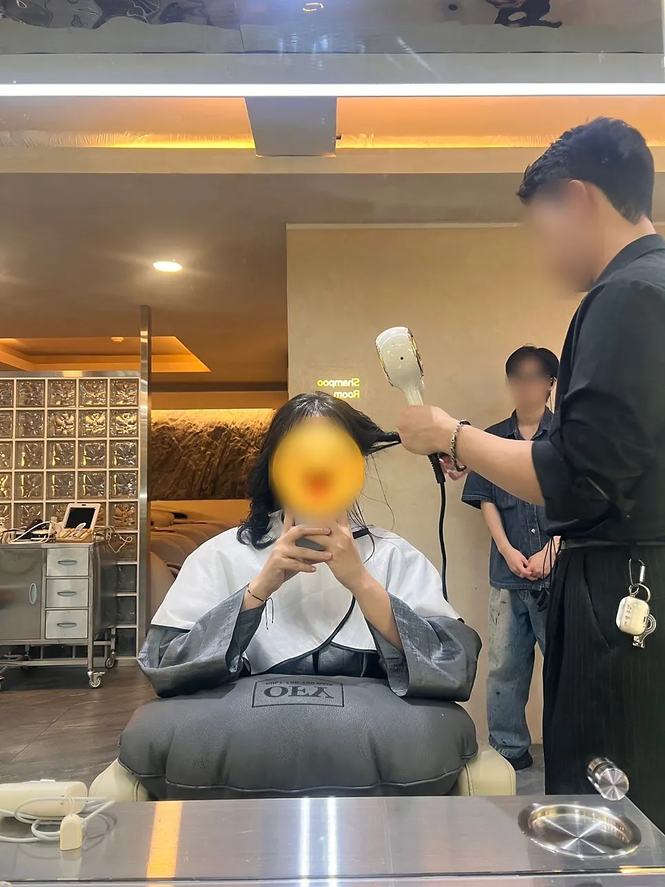 드라이로 컬을 살린 마무리 스타일