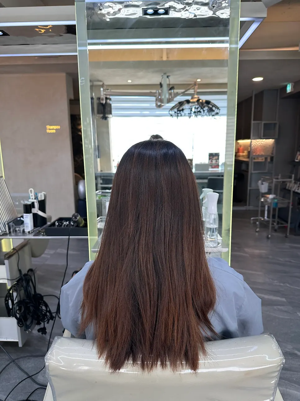 Faded long hair before the dye treatment