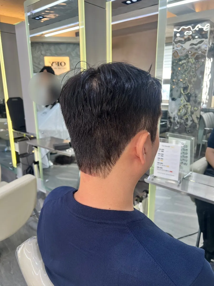 Before-and-after comparison photo of the drop cut