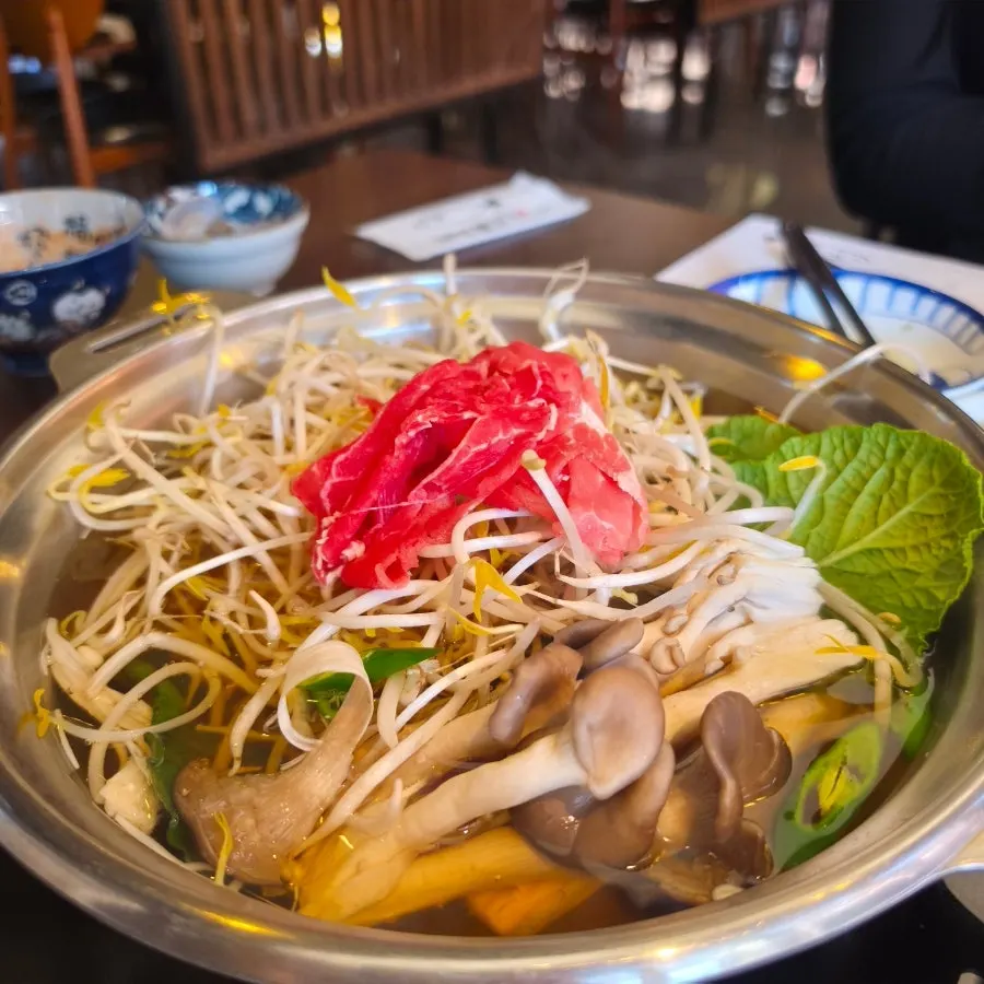 Beef shabu shabu pot served at the end of the course