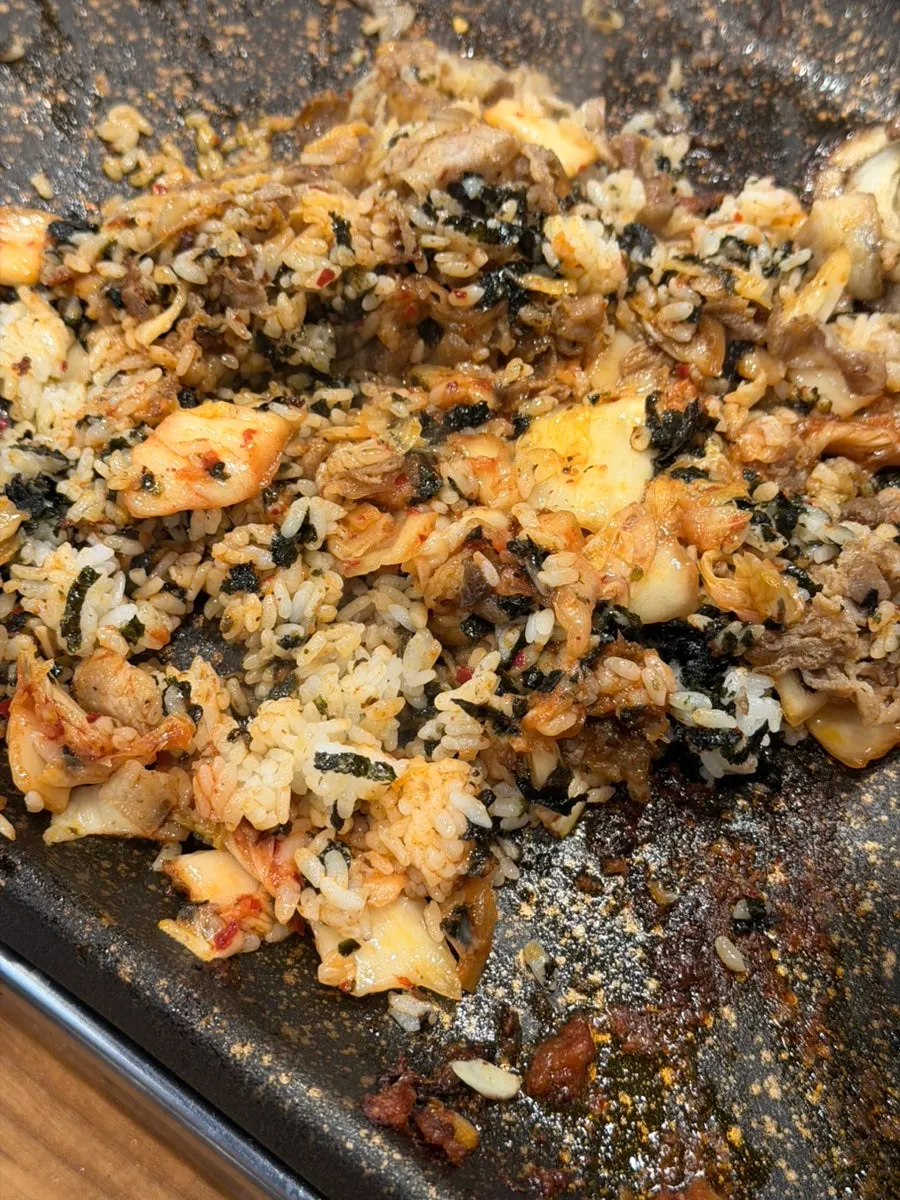 Rice and fried rice ingredients from the self-serve bar