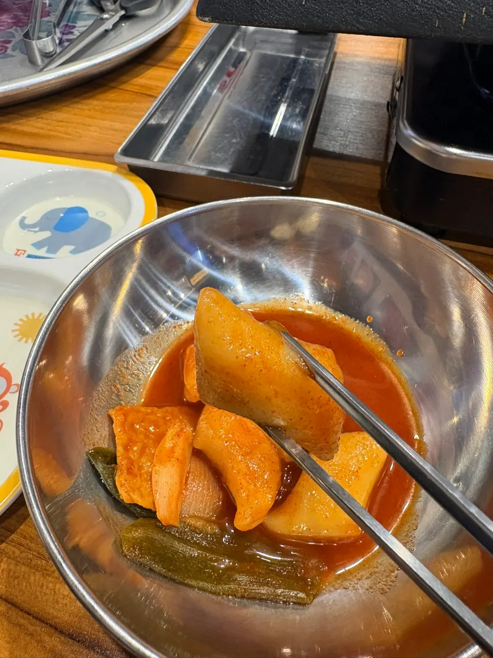 Soup tteokbokki at the self-serve bar