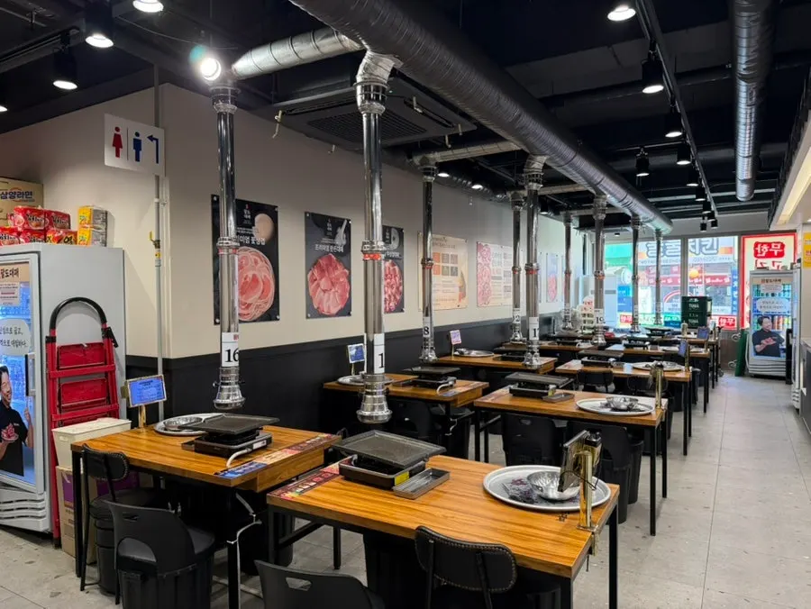 Clean interior view of the all-you-can-eat BBQ restaurant