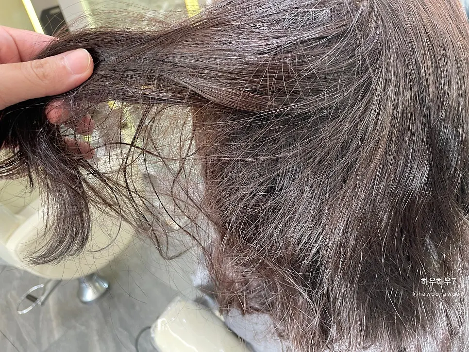 새치까지 커버된 염색 후 모발