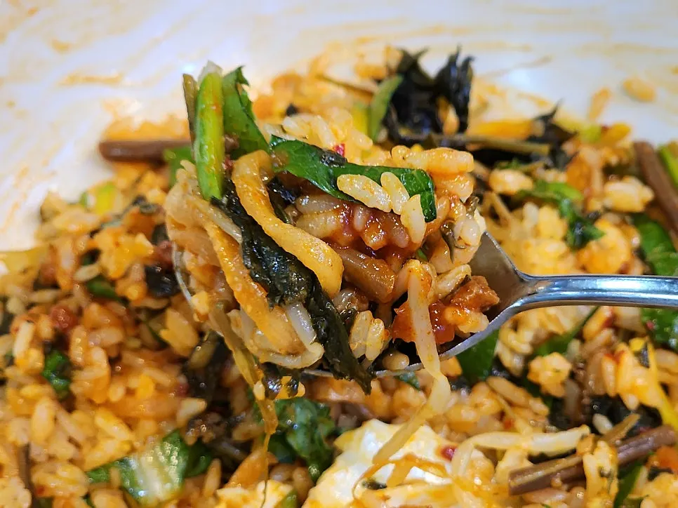 Beef gochujang served alongside the bibimbap