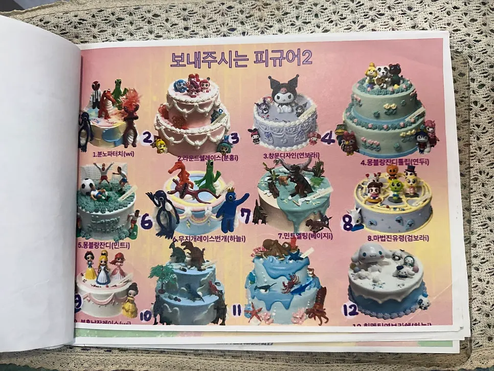 다양한 사이즈와 디자인의 케이크 소개 페이지