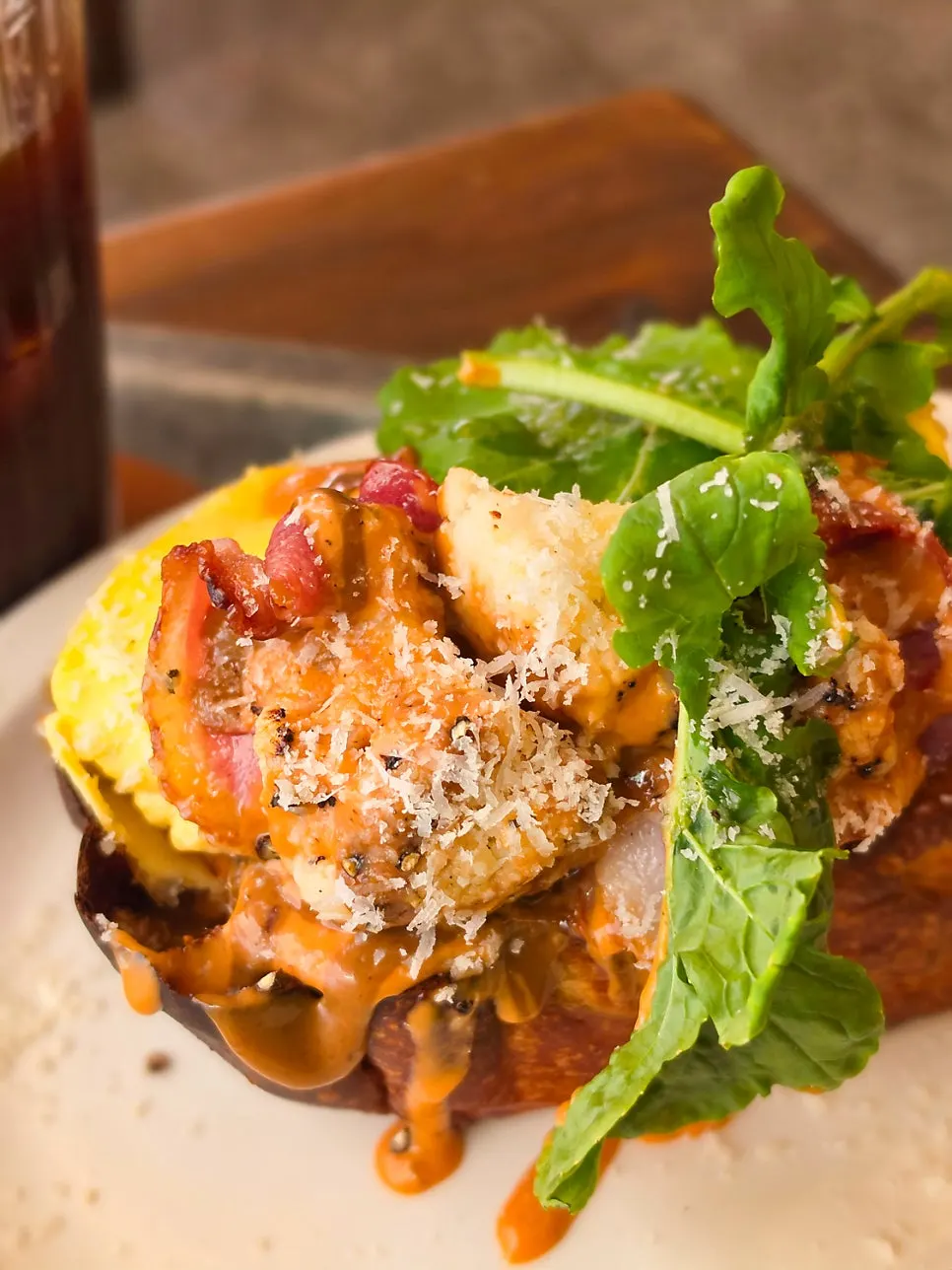 Q Open Sandwich piled with fresh ingredients