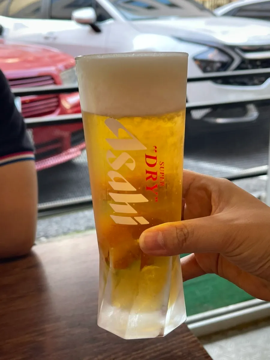 Asahi draft beer served with the ojingeopo