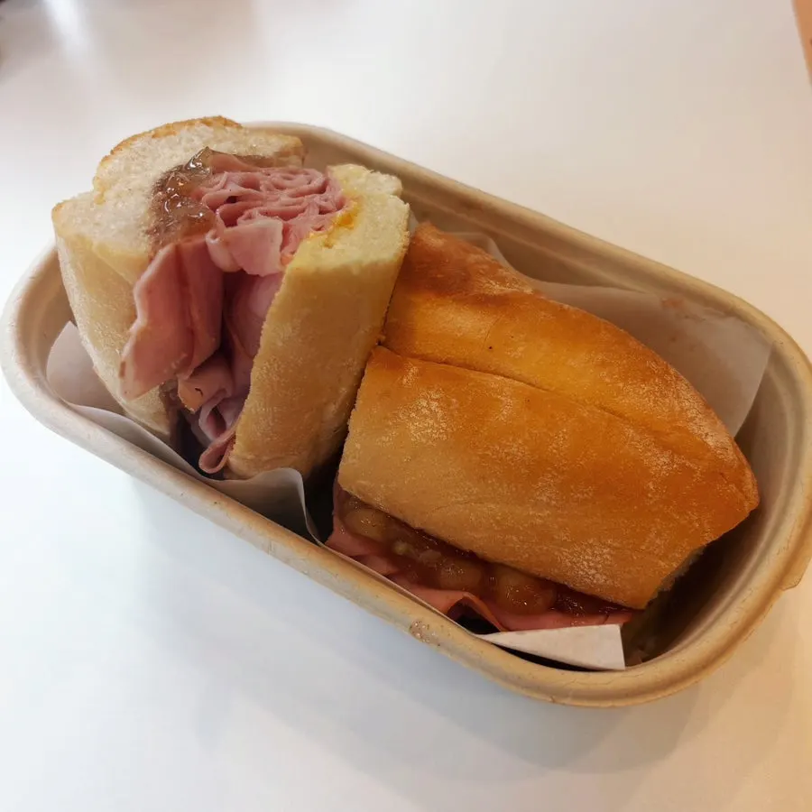 Apple jambon-beurre with smoked ham and cinnamon apple compote