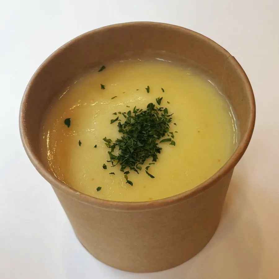A cup of dippable cream soup