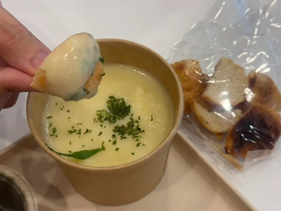 Warm soup served as part of the all-in-one set