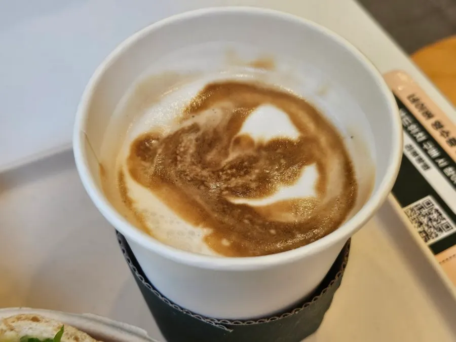 Hot caffè latte ordered as part of the set