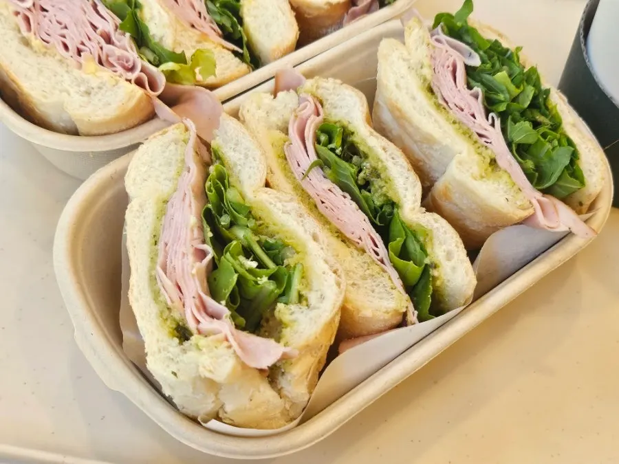 Basil jambon-beurre piled high with rocket
