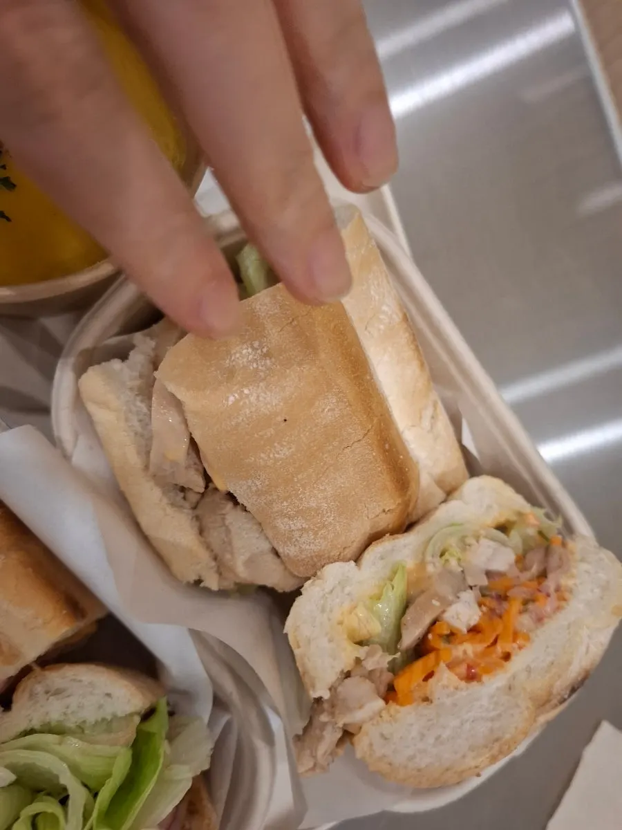 Sandwich plated to show the filling inside