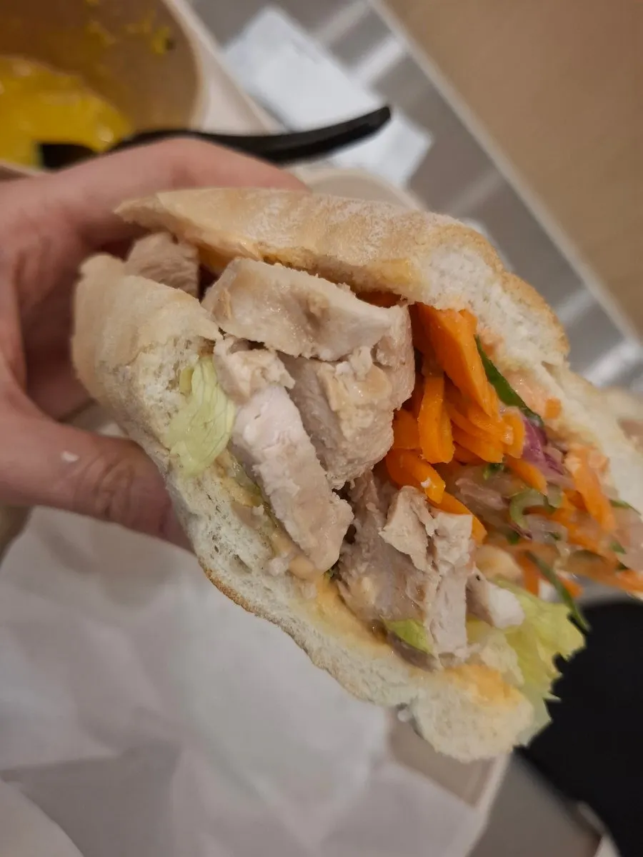 Close-up of a sandwich with smoked ham