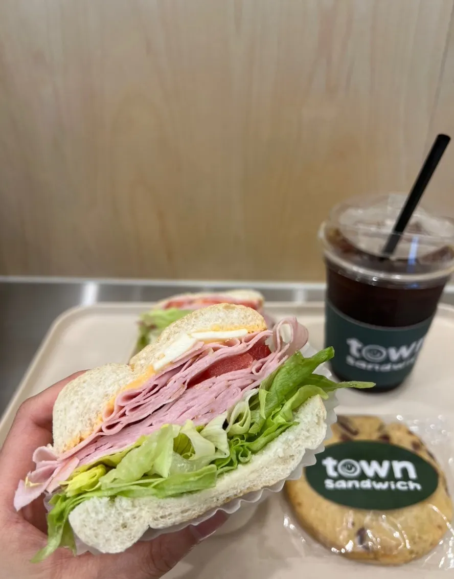 Cross-section of the Town Sandwich packed with extra ham