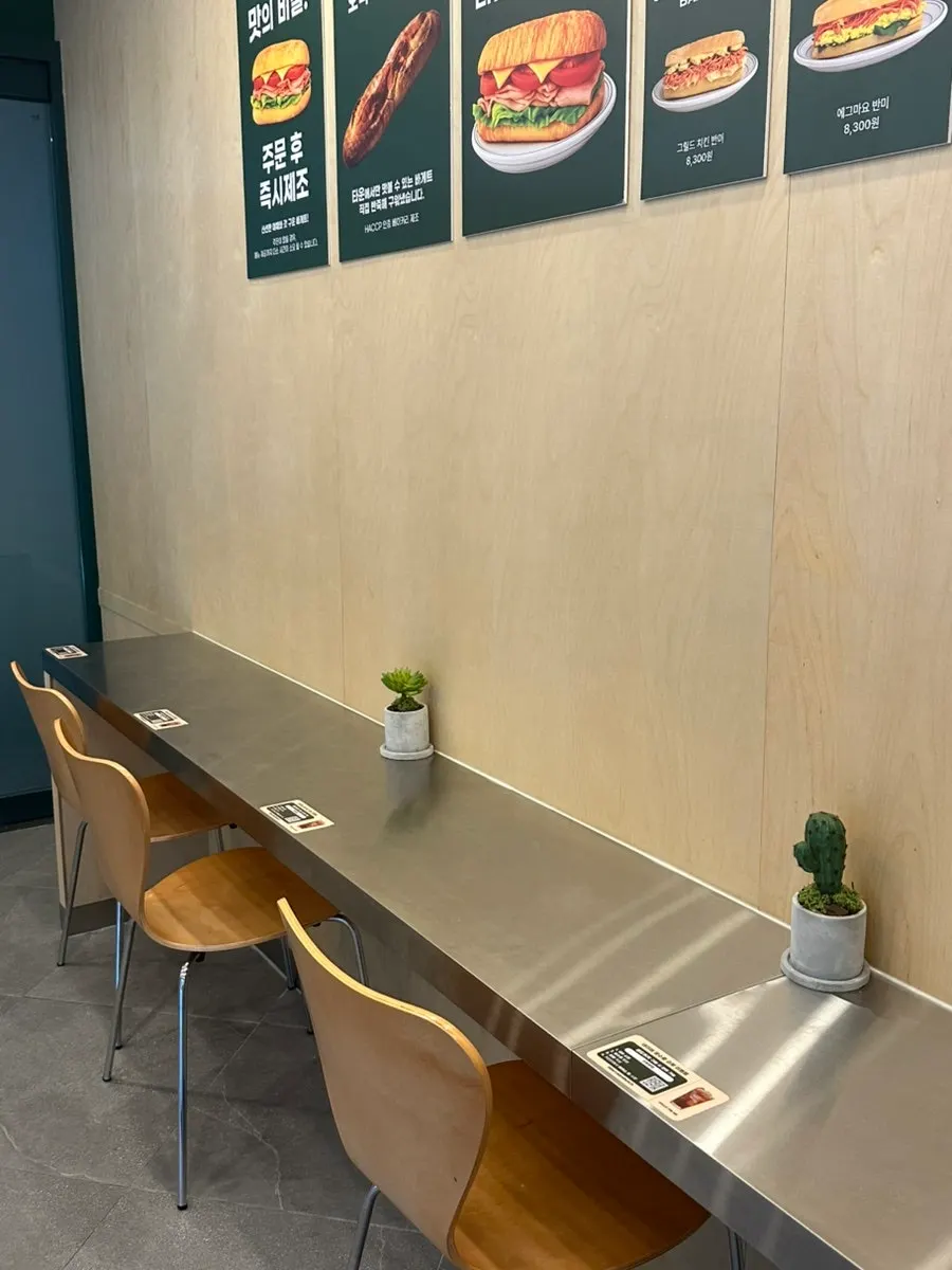 Cozy interior of the Jamsil sandwich shop