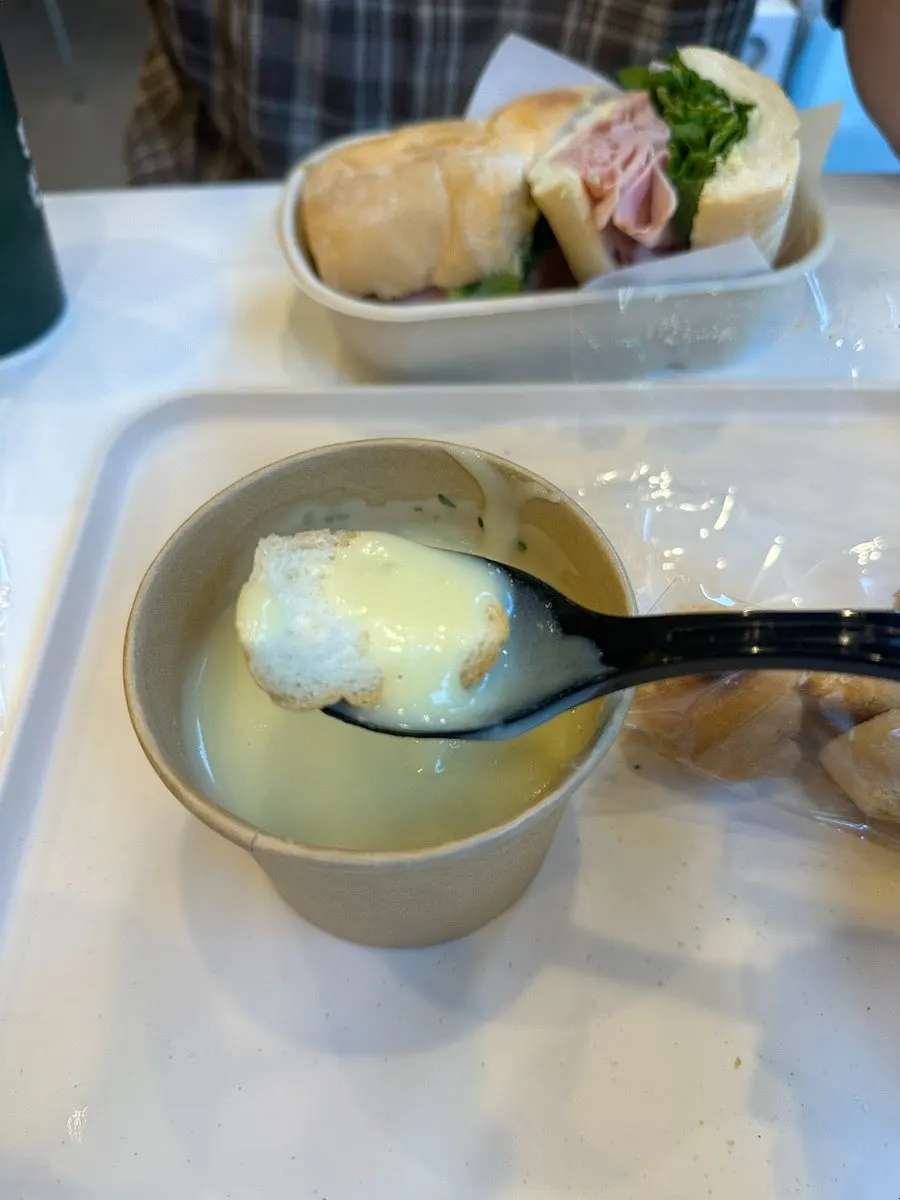 Warm cream soup included in the set