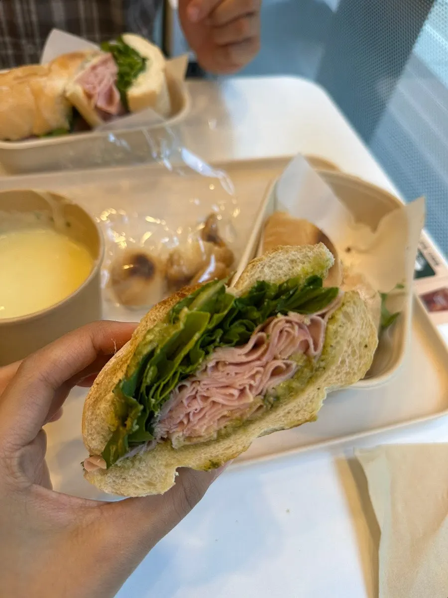 Basil jambon-beurre and truffle jambon-beurre side by side for comparison