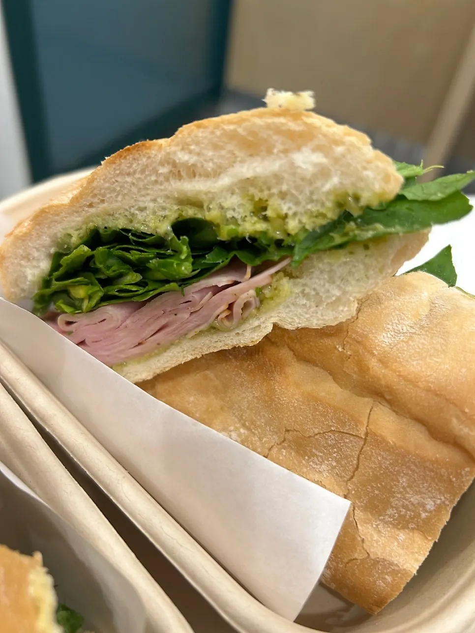 One basil jambon-beurre sandwich