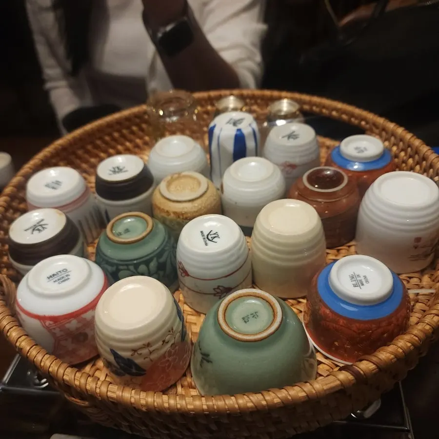 Basket of small cups to choose from