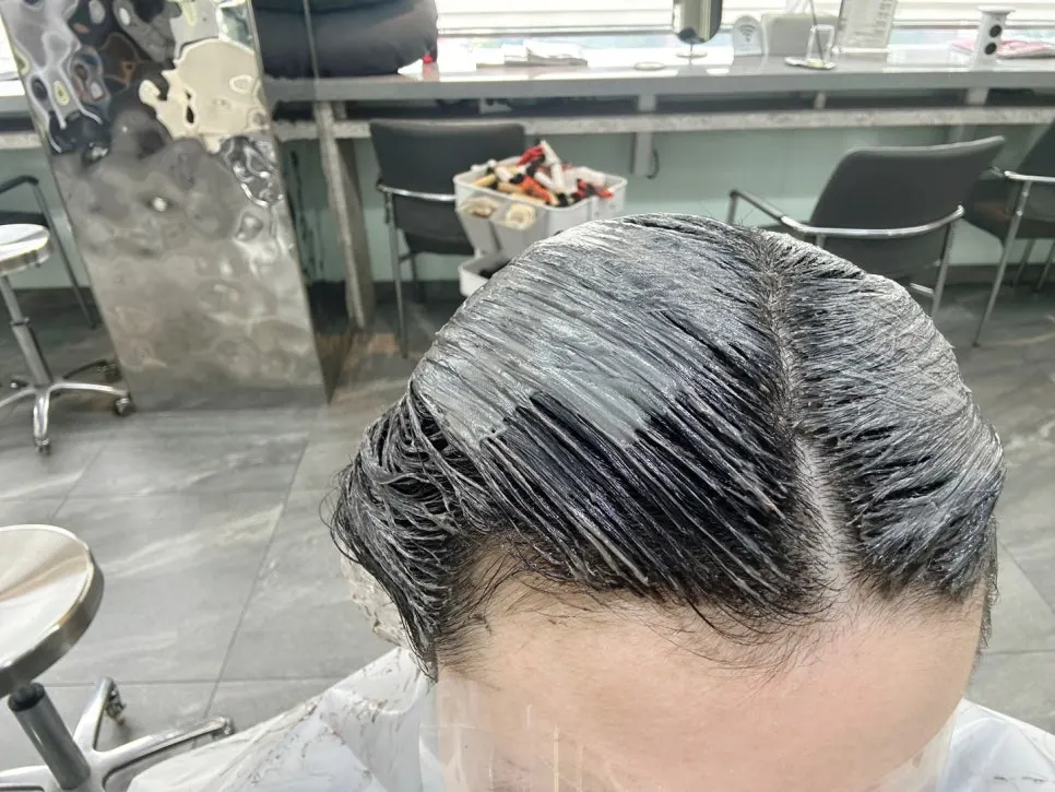 Carefully performed hair-coloring process