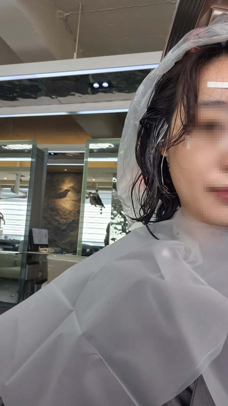 Hair sectioned before the layered cut begins