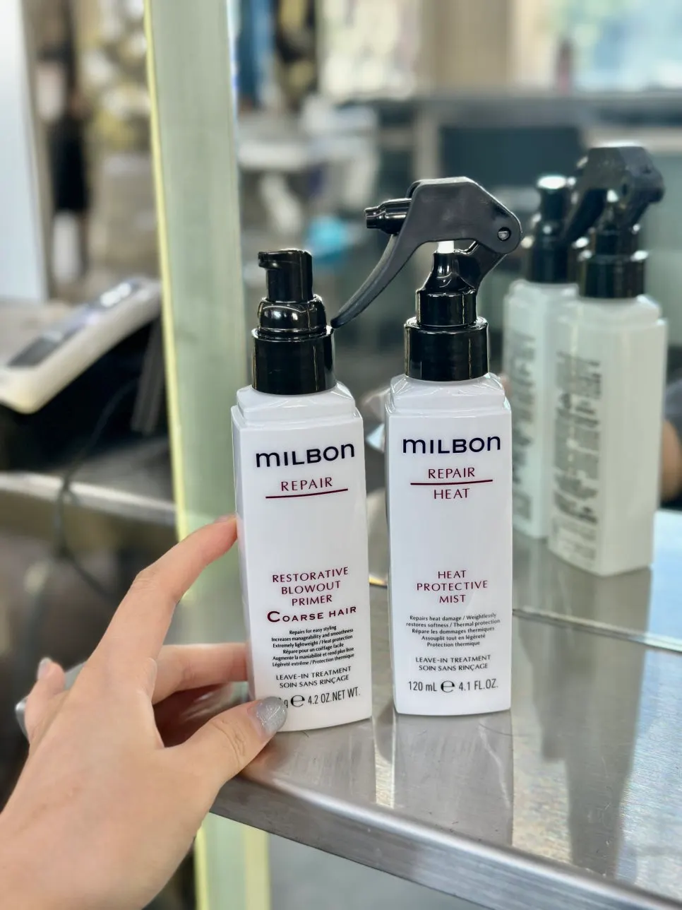 Blow-dry process after the hair clinic treatment