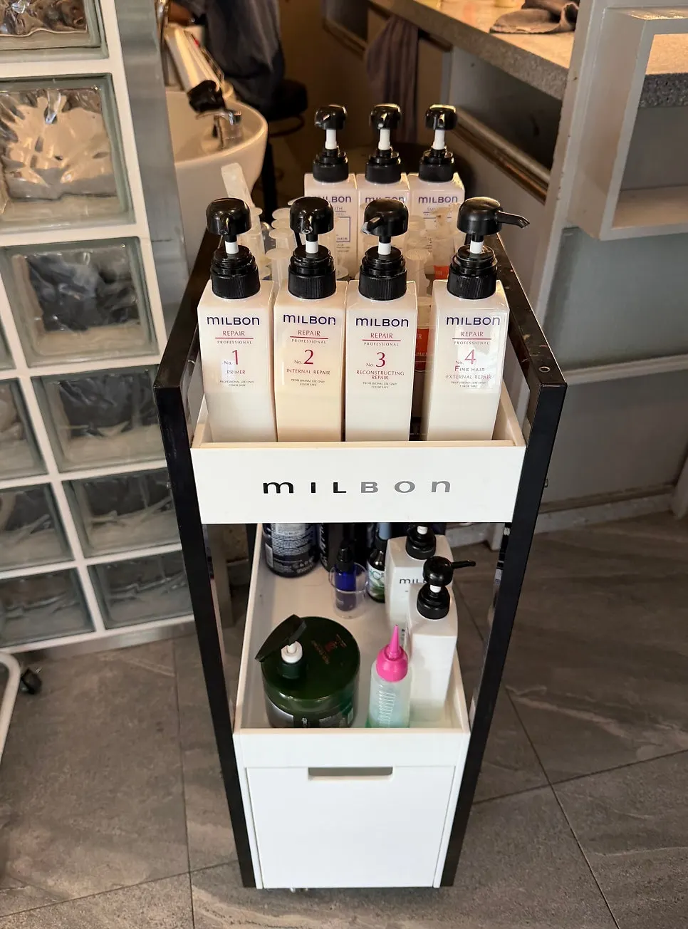 Hair care session using Milbon products