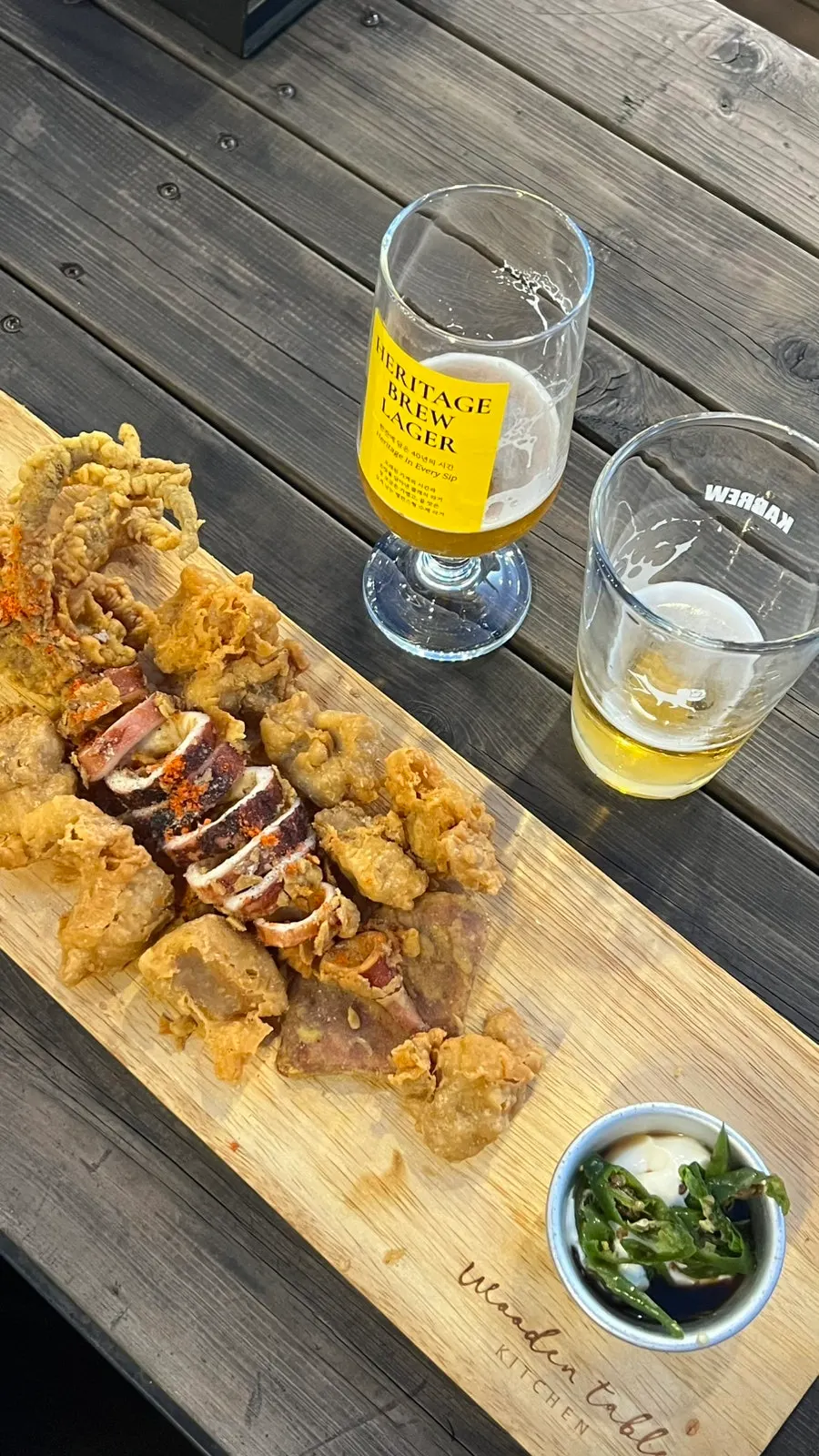 Large pieces of freshly fried squid