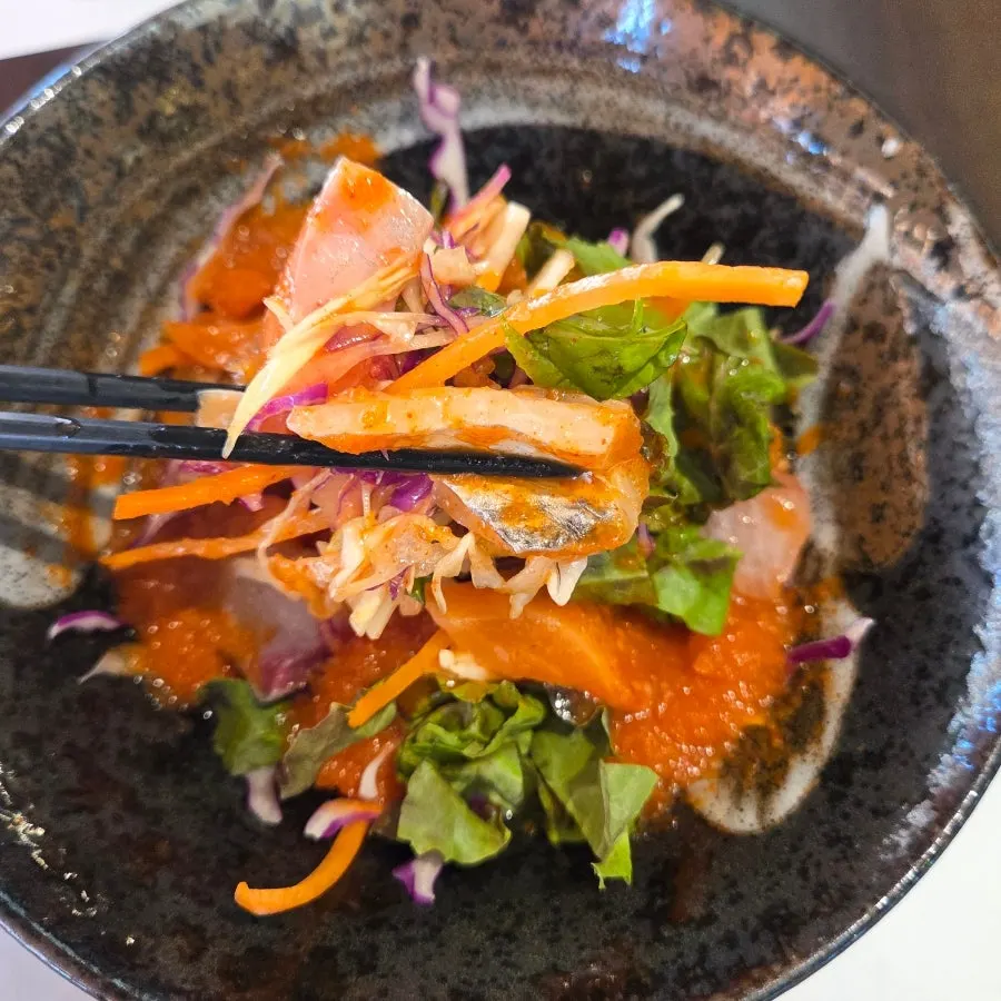 Sashimi salad served alongside the sashimi omakase