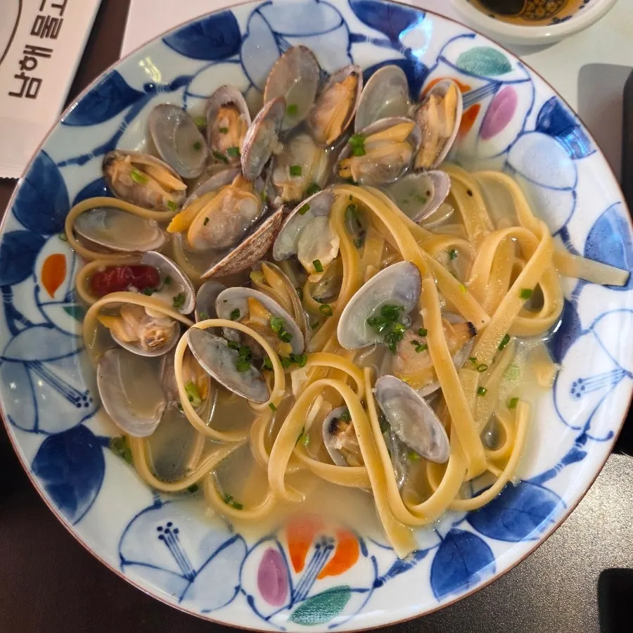 Clam pasta generously filled with clams