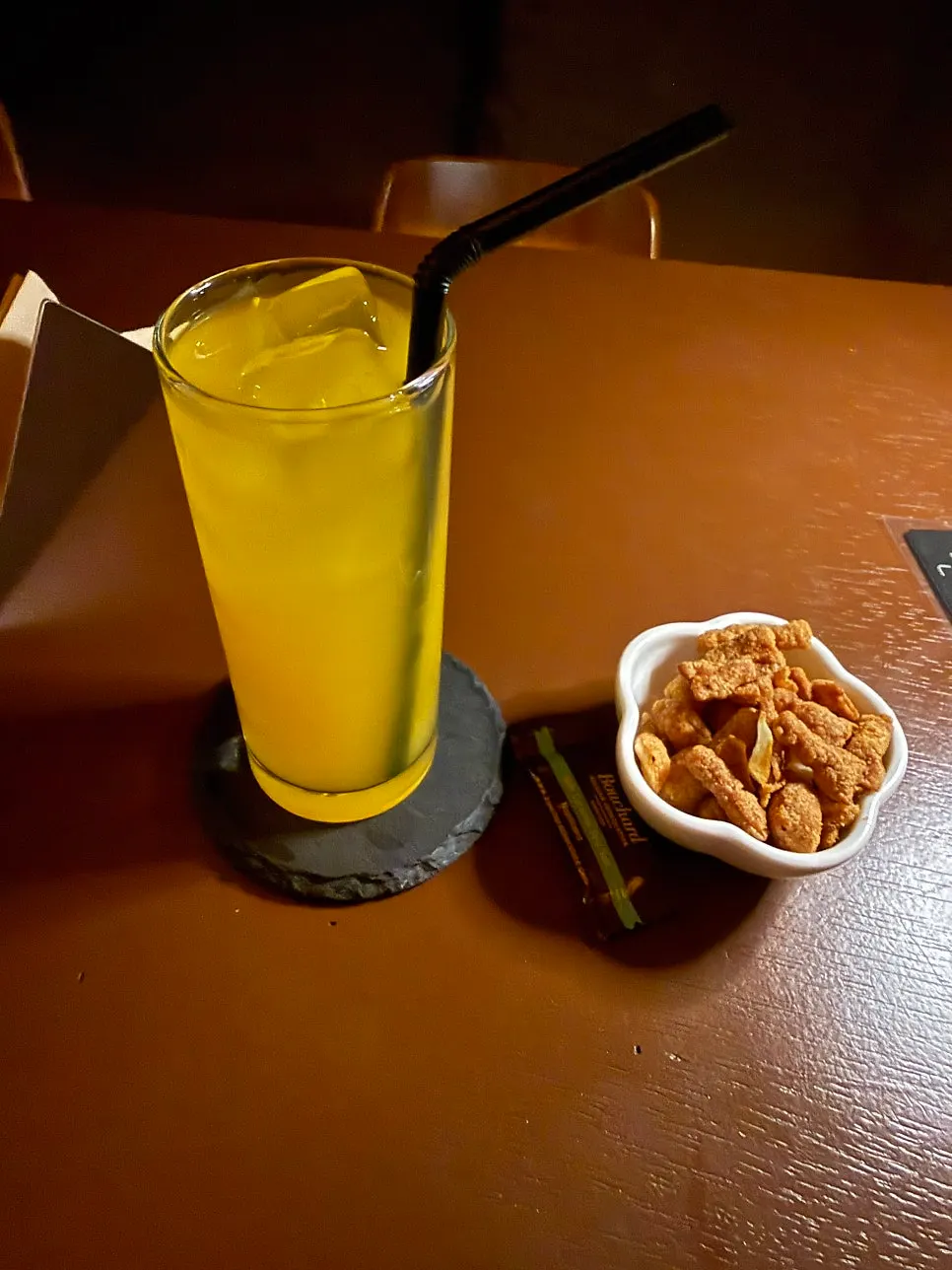 Malibu Orange and complimentary snack
