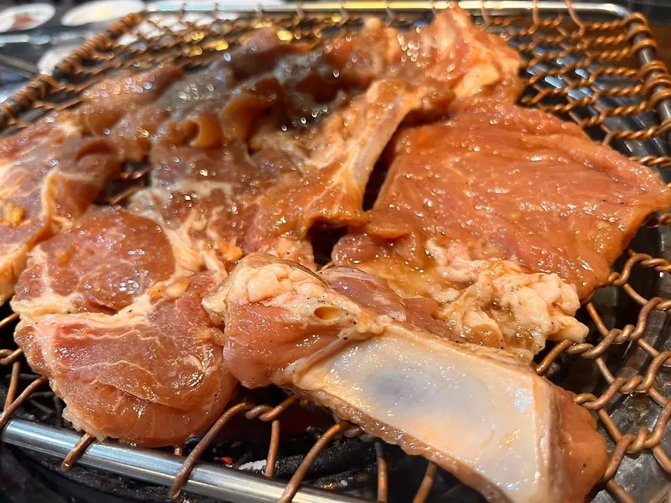 Pork ribs on a charcoal grill