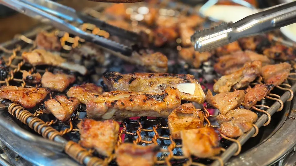 Nicely browned grilled pork ribs