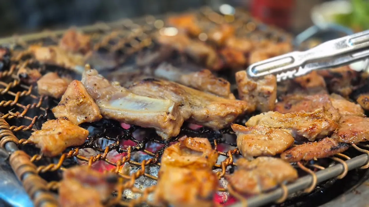 A piece of marinated pork rib