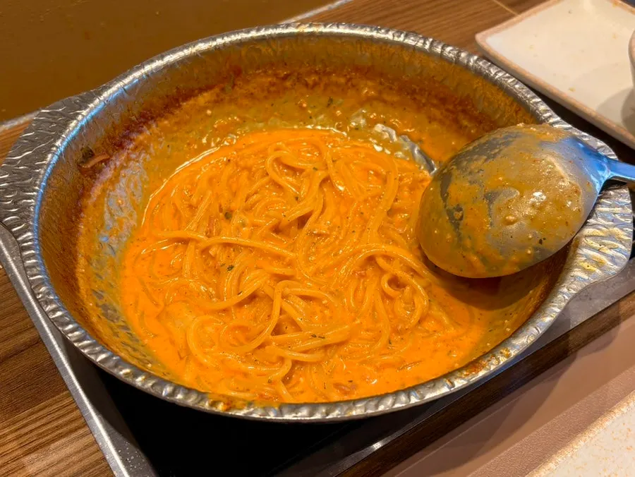 Finished thick and creamy spicy cream pasta