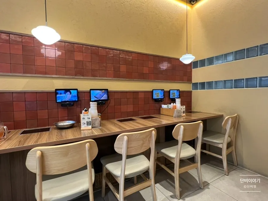 Clean interior seating area of the shabu-shabu restaurant