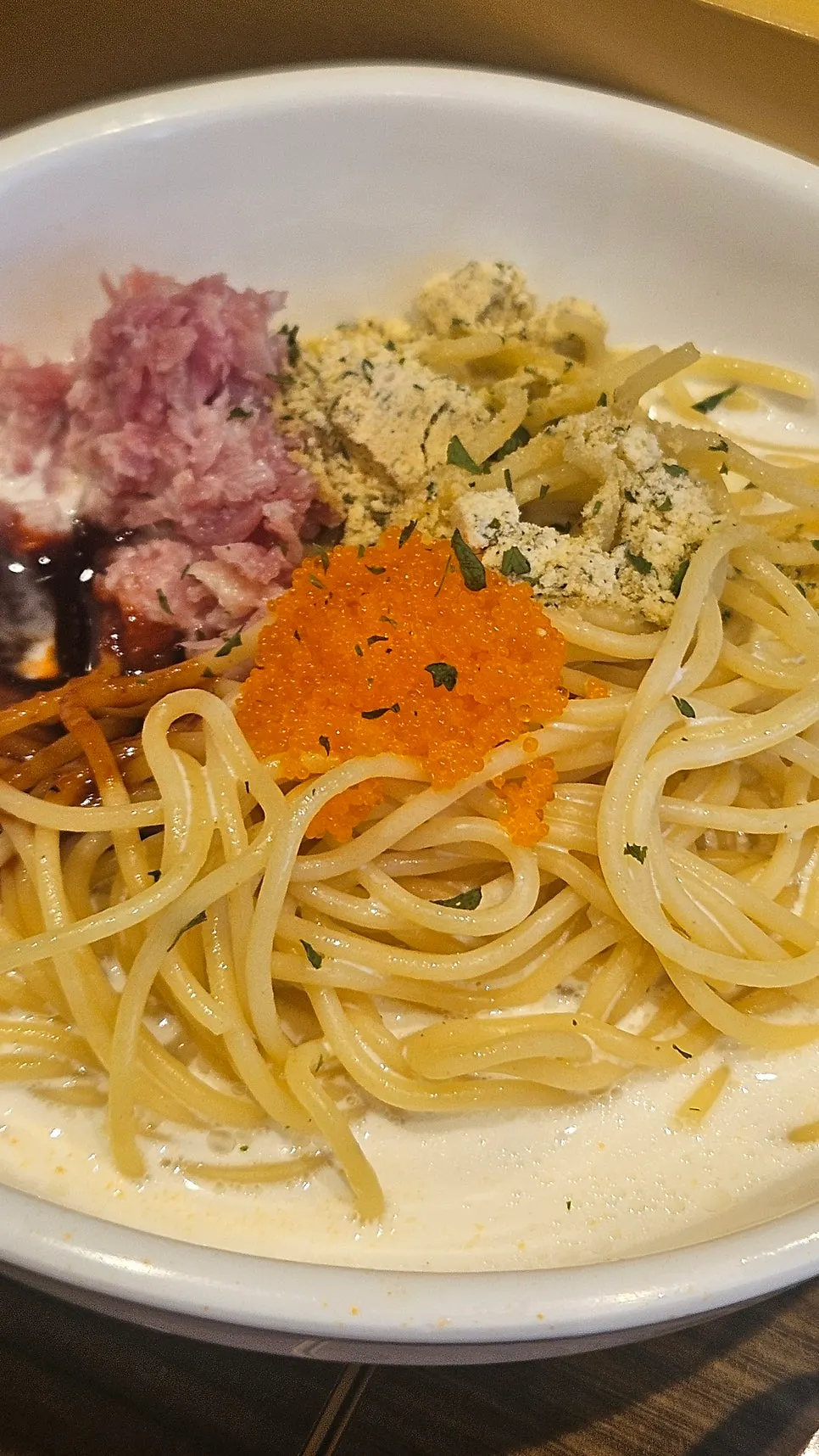 Cream pasta added to the remaining shabu broth