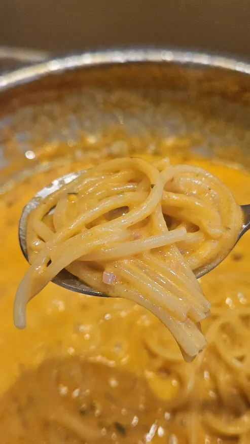 Cream Buldak pasta eaten without leftovers