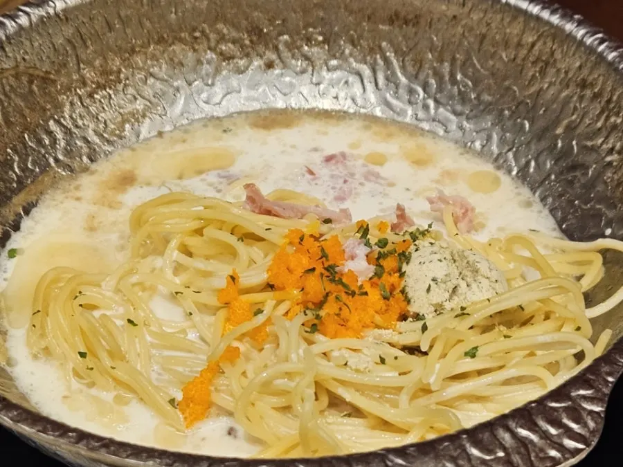 Cream pasta made with leftover shabu-shabu broth