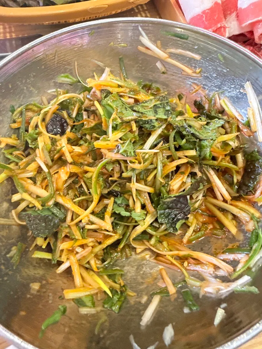 Doenjang broth simmering in a pot