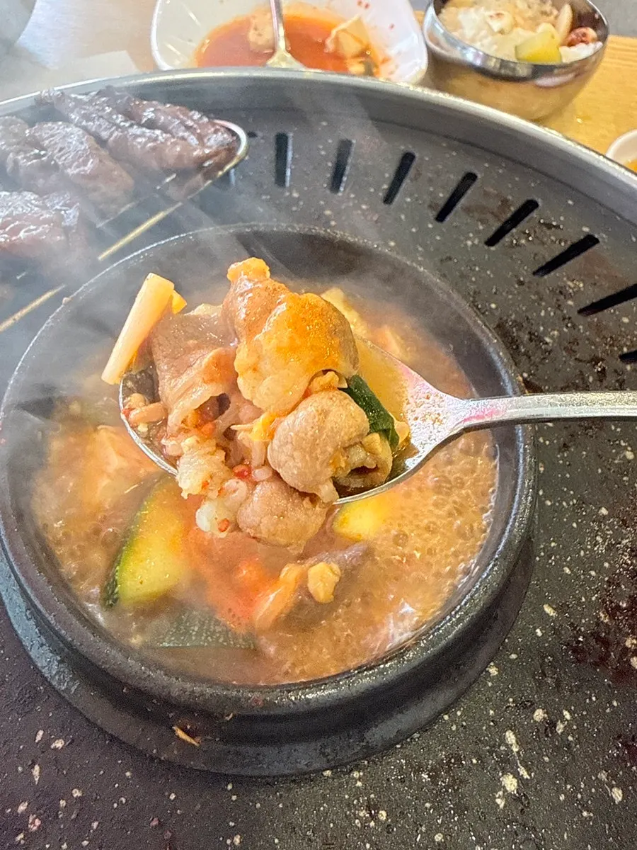 Doenjang jjigae served with rice at the end of the meal
