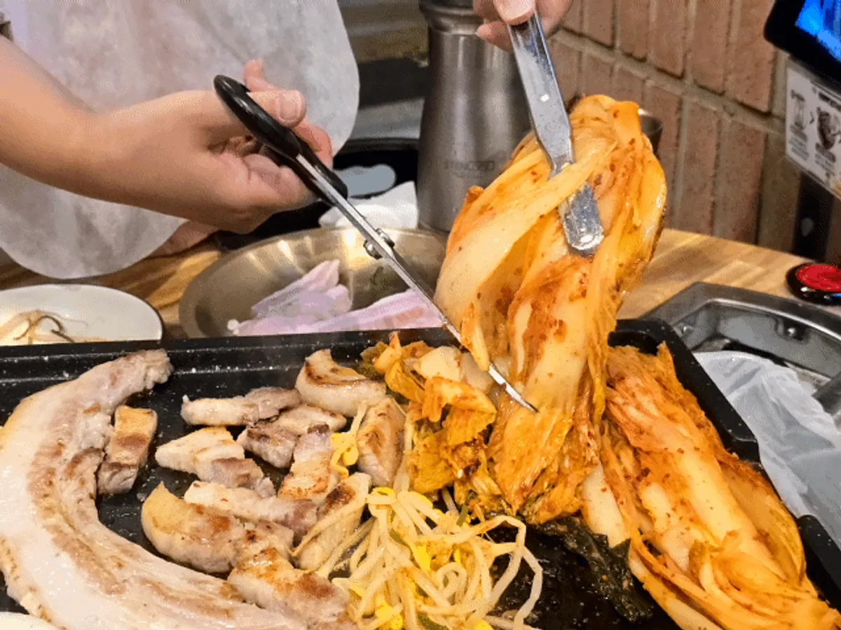5단계 숙성 해남김치와 삼겹살 구이