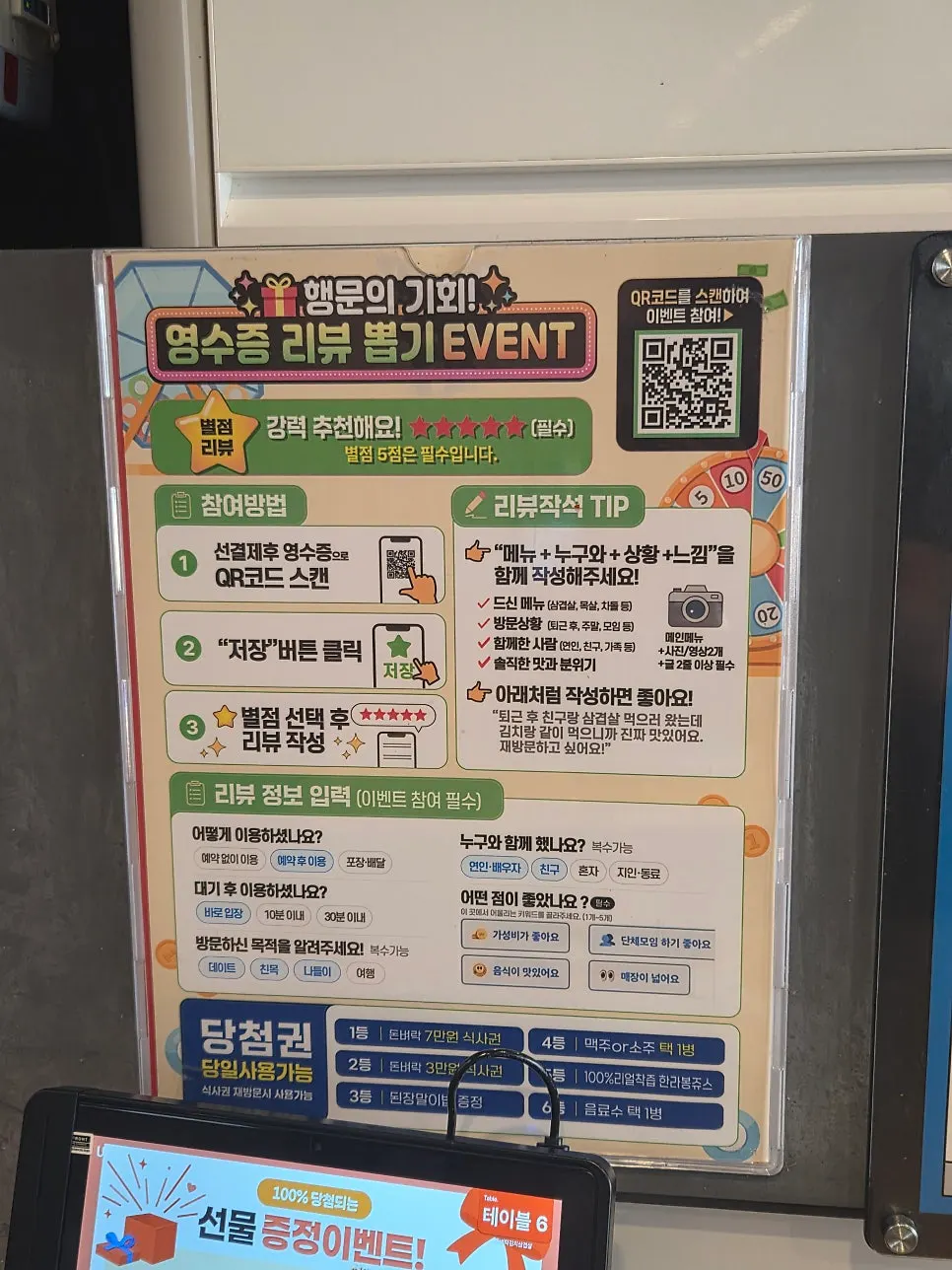 Notice for the review roulette event