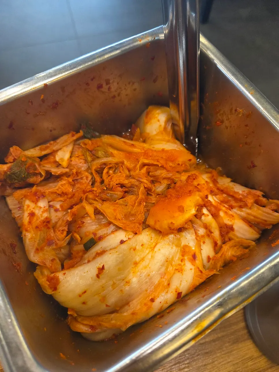 Grill piled high with kimchi