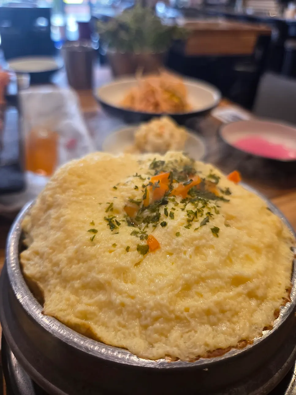 Fluffy steamed egg custard served as a side