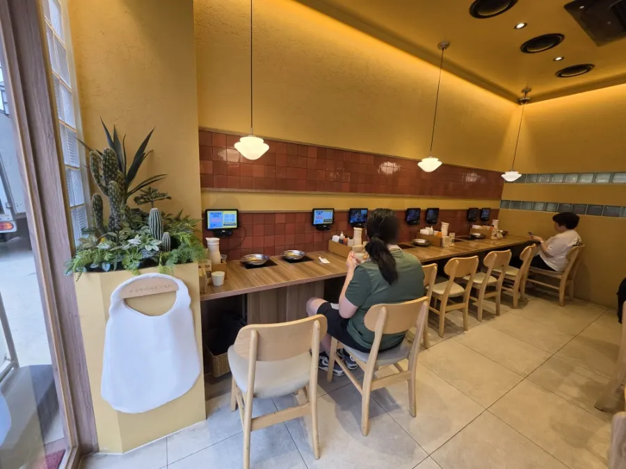 Bar table seating, great for solo dining