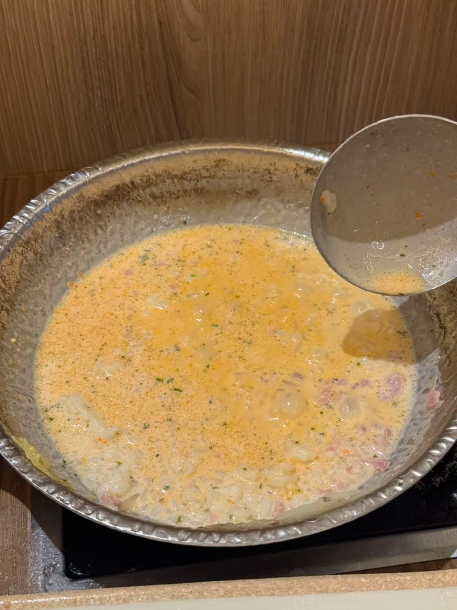 Risotto cremoso de buldak ya terminado