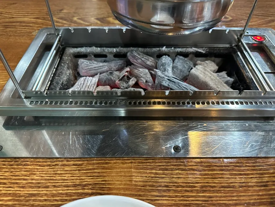 Charcoal heated up at the table after ordering